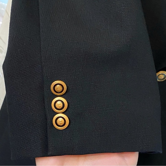 VINTAGE CLASSIC VERSACE V2 BLACK WOOL DOUBLE BREASTED BLAZER SPORT COAT - Picture 7 of 12